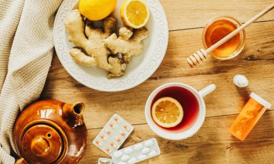 Flu relief kit with tea, ginger and honey