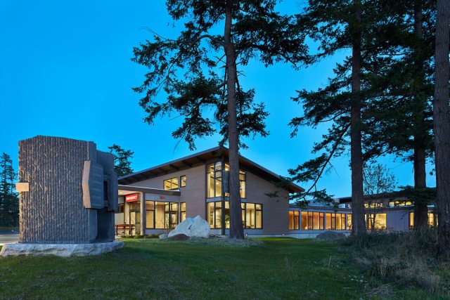 Peace Island Medical Center at dusk
